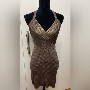 Bcbgmaxszria gold mini dress S